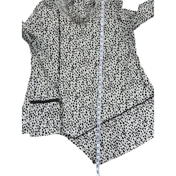 Ali Miles Womens Tunic Asymmetrical-Hem Cowl Neck White Black Size L - Picture 6 of 8